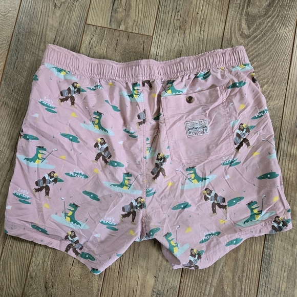 Party Pants Mens Xl Pink Surfing Print Swim Shorts - Picture 2 of 9